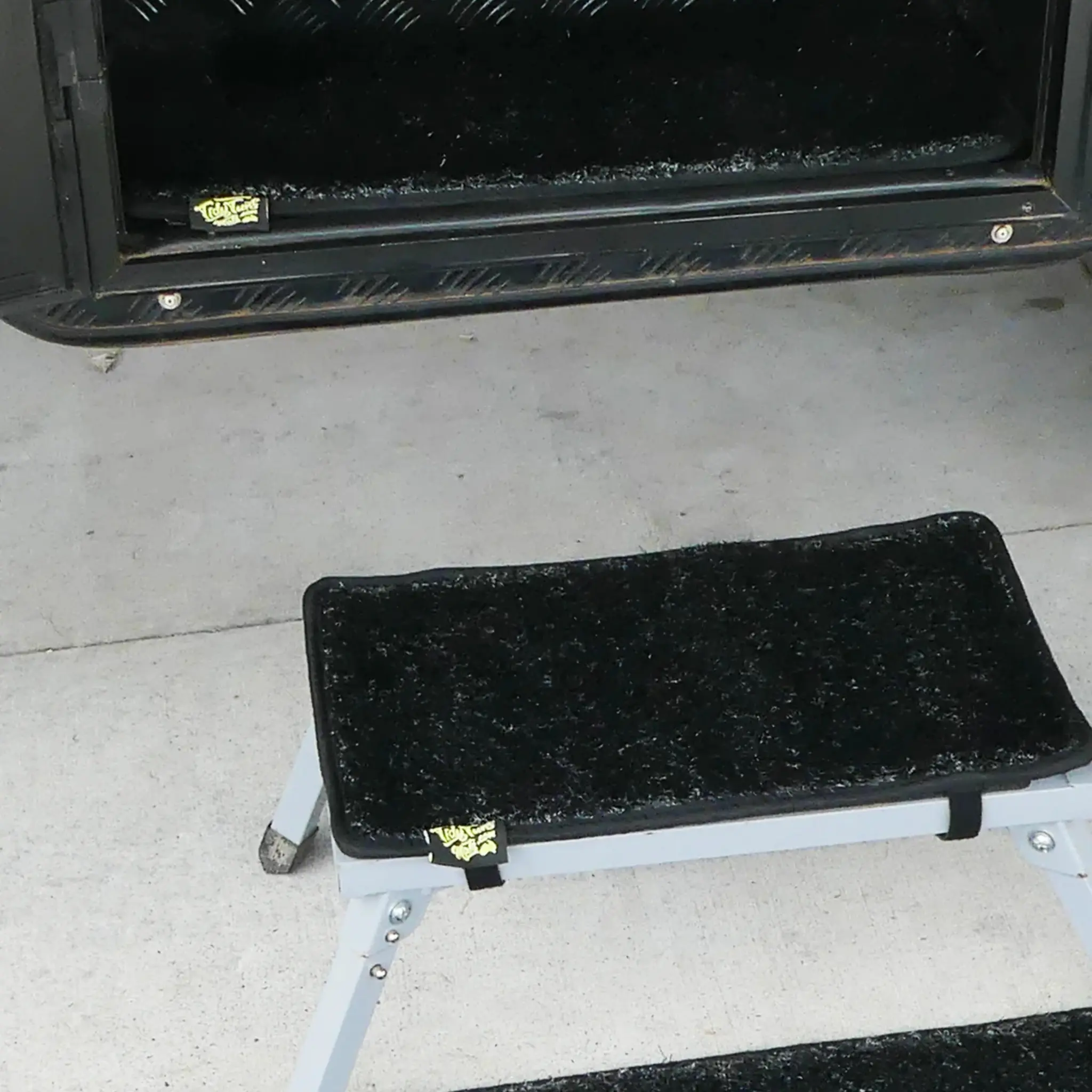 Are We Square Yet? Mat - Caravan Step Mat in Black - Image 2