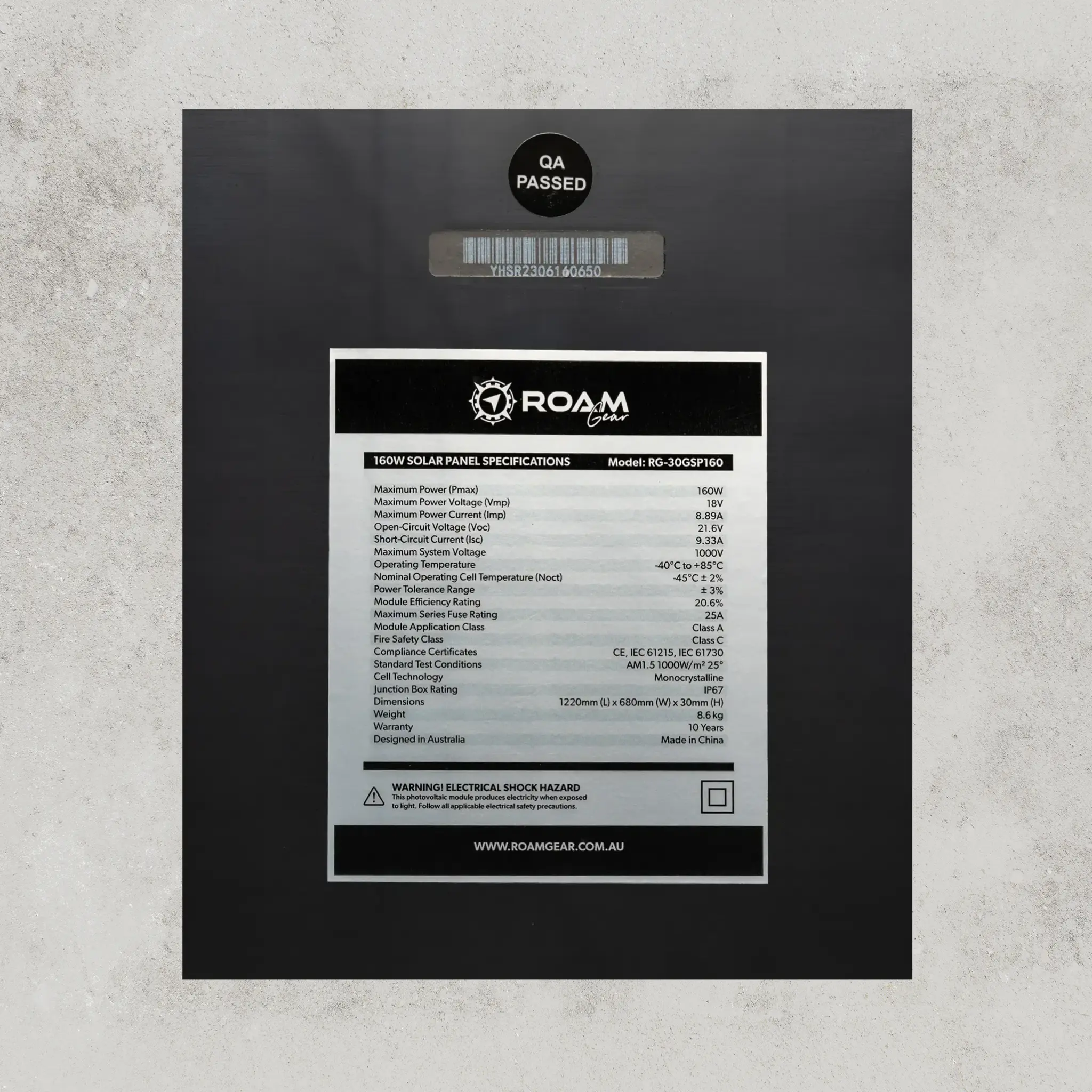 160W 12V Black Glass Solar Panel (30mm Frame) - Image 4